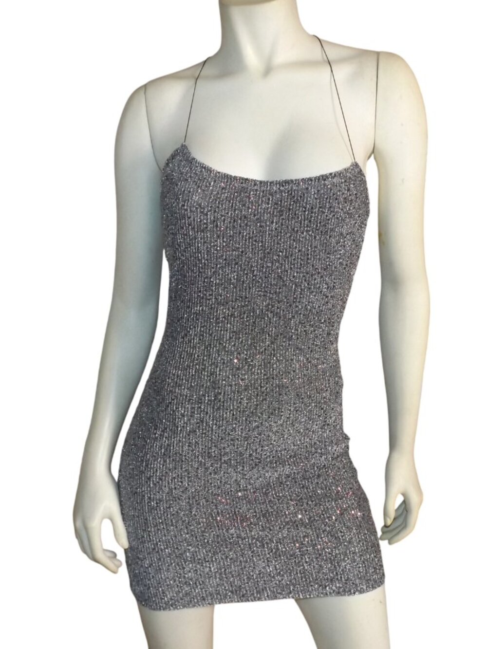 FOR LOVE & LEMONS Mini Dress, M, Sequins, Open Back Bodycon, String Straps